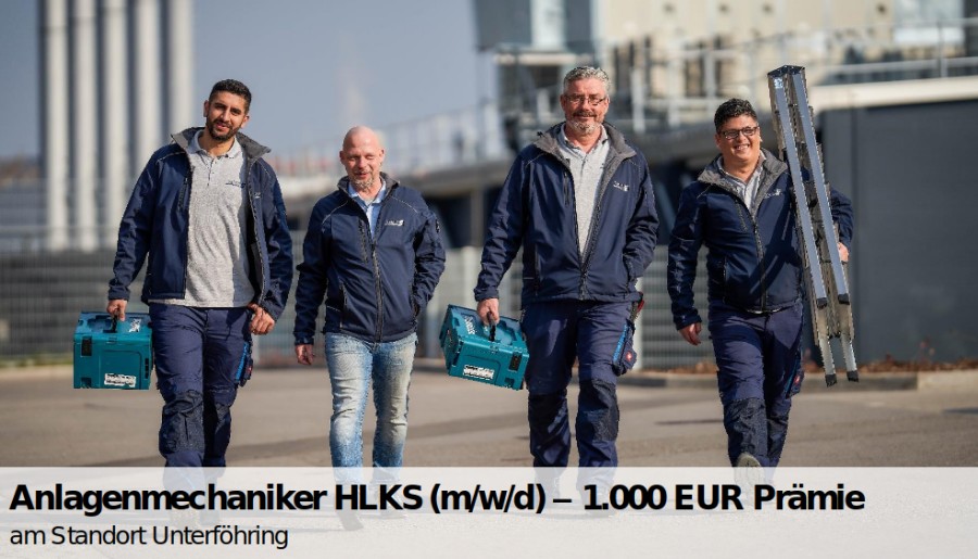 Anlagenmechaniker HLKS (m/w/d) - 1.000 EUR Prämie am Standort Unterföhring